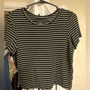 Black and White Striped Baby Tee from American Eagle